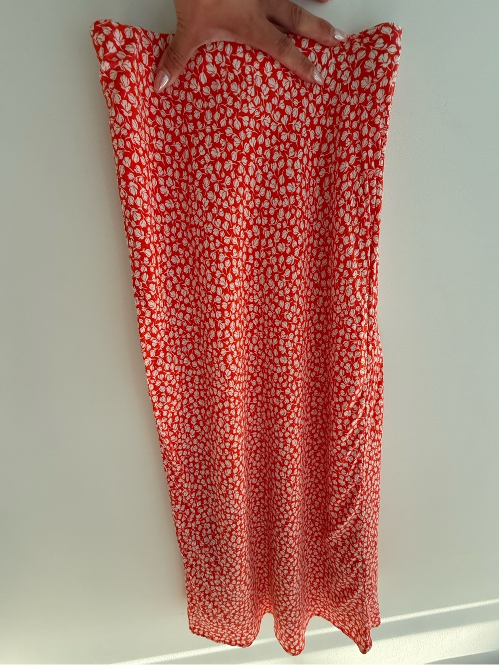 EverNew Red and White Floral Maxi Skirt